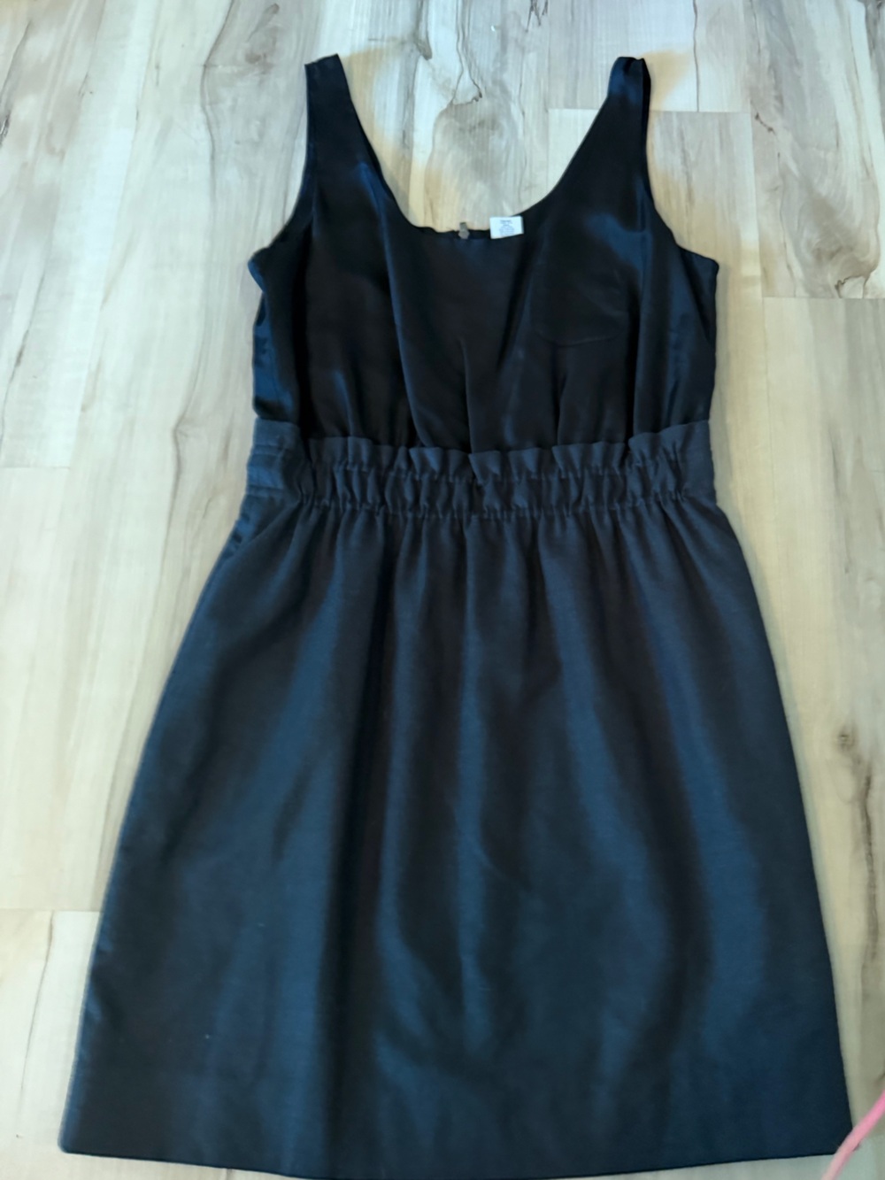 J. Crew Black Sleeveless Midi Dress with Gathered Waist 100 percent silk